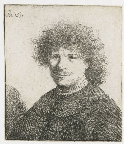 Düşen yakalı pelerinli otoportre: büst by Rembrandt van Rijn
