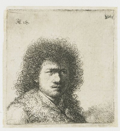 Gür saçlı otoportre: büstü by Rembrandt van Rijn