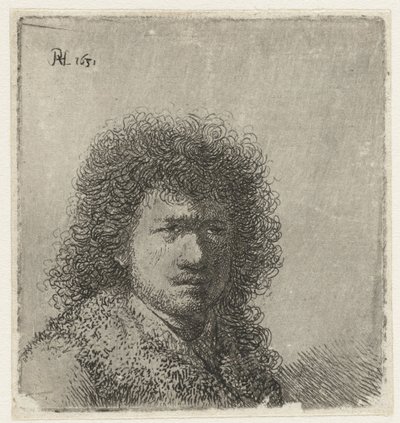 Gür saçlı otoportre: büstü by Rembrandt van Rijn