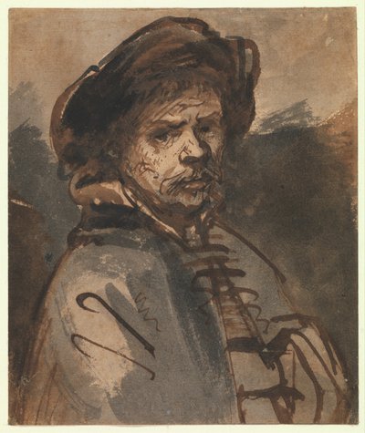 Otoportre, 1635-40 (kalem ve kahverengi mürekkep) by Rembrandt van Rijn