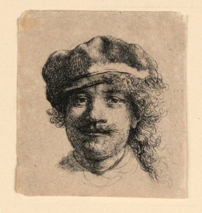 Yumuşak Başlıklı Otoportre: Tam Yüz, Yalnızca Baş by Rembrandt van Rijn