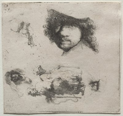 Çalışma Sayfası: Otoportre, Dilenci Çift, vb. by Rembrandt van Rijn