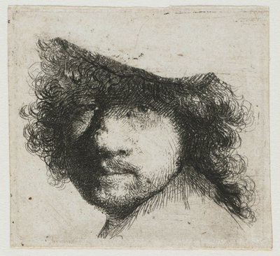 Çalışma sayfası: sanatçının başı by Rembrandt van Rijn