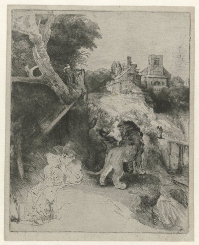 Aziz Jerome İtalyan Manzarasında Okumak St Jerome İtalyan Manzarasında Okumak by Rembrandt van Rijn