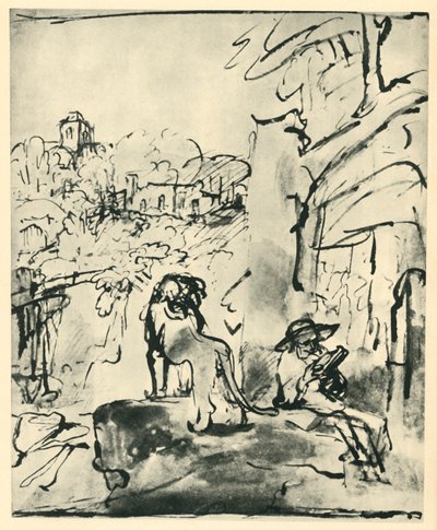 Aziz Jerome bir manzarada okuyor, 1649, 1943. by Rembrandt van Rijn