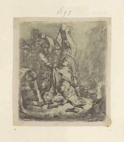 Steniging van Stefanus Seksen beş orijinal baskının toplanması (seri başlığı) by Rembrandt van Rijn