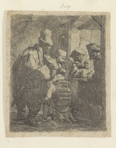 Straatmuzikanten Seksen beş orijinal baskının toplanması (seri başlığı) by Rembrandt van Rijn