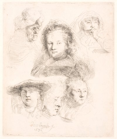 Saskia başkanı ve diğerlerinin çalışmaları by Rembrandt van Rijn