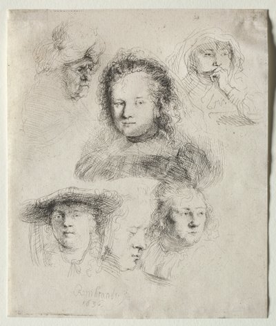 Saskia Başkanı ve Diğerleri, 1636 Çalışmaları. by Rembrandt van Rijn