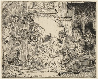 Çobanların Hayranlığı: Lamba ile by Rembrandt van Rijn