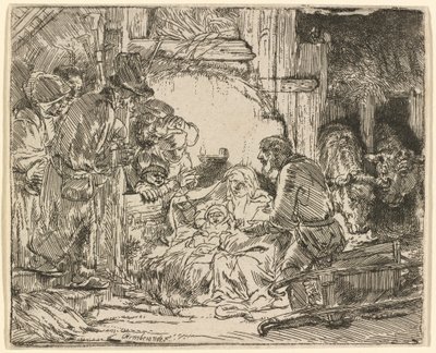 Çobanların Hayranlığı: Lamba ile by Rembrandt van Rijn
