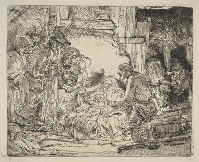 Çobanların Tapınması, lambalı, yakl. 1654. by Rembrandt van Rijn