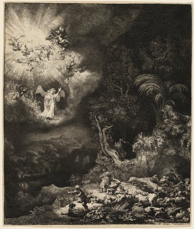 Çobanlara Görünen Melek by Rembrandt van Rijn
