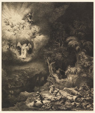 Çobanlara Görünen Melek by Rembrandt van Rijn