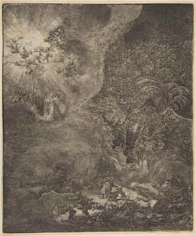Çobanlara Görünen Melek. by Rembrandt van Rijn