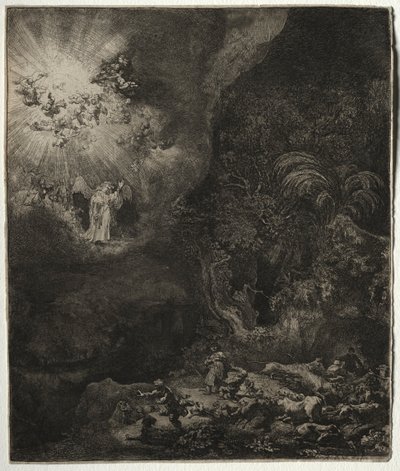 Çobanlara Görünen Melek, 1634. by Rembrandt van Rijn