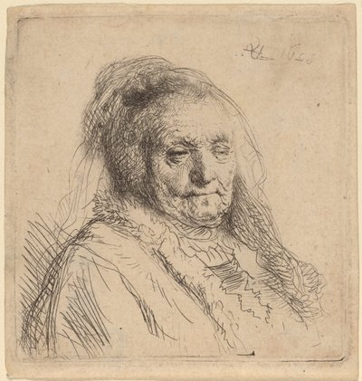 Sanatçının Annesi, Başı ve Büstü by Rembrandt van Rijn