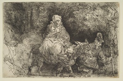 Mısır'a Uçuş: Dereyi Geçmek, 1654. by Rembrandt van Rijn