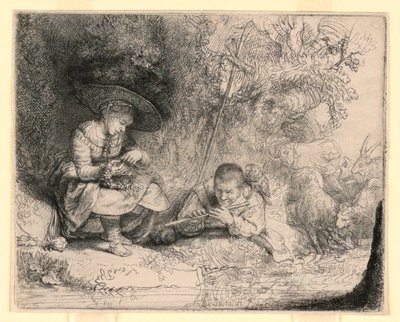Flüt Çalan by Rembrandt van Rijn