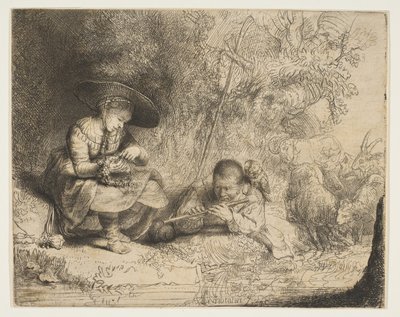 Flüt Çalan, 1642. by Rembrandt van Rijn