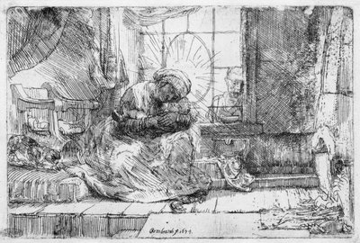 The Holy Family with a cat, 1654   by Rembrandt van Rijn