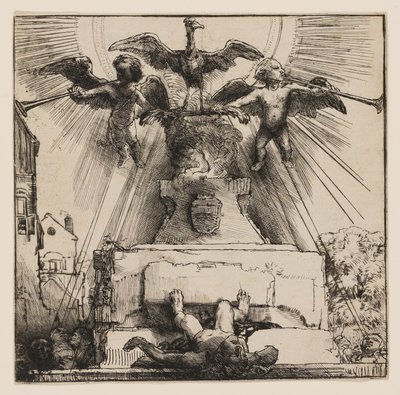 Phoenix veya Devrilmiş Heykel by Rembrandt van Rijn