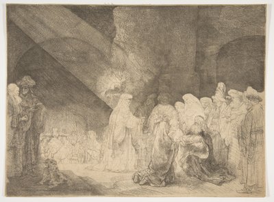 Tapınaktaki Sunum: Dikdörtgen Plaka. by Rembrandt van Rijn