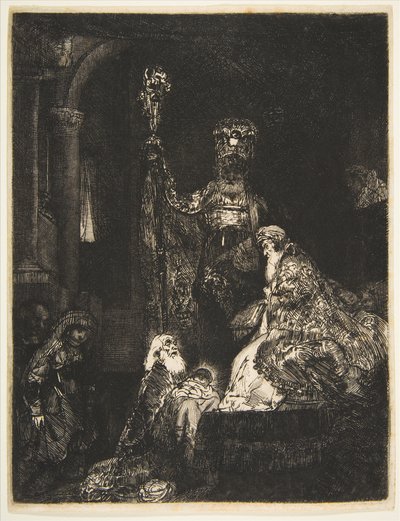 Tapınakta Karanlık Bir Şekilde Sunum, yak. 1654. by Rembrandt van Rijn