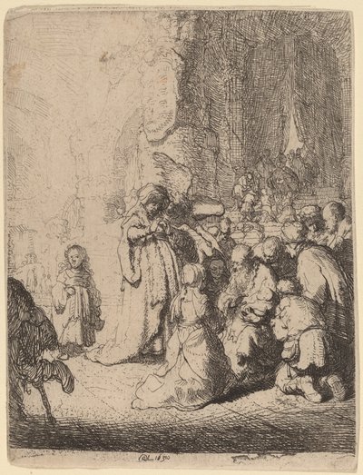 Melekle Tapınakta Sunum: Küçük Tabak by Rembrandt van Rijn
