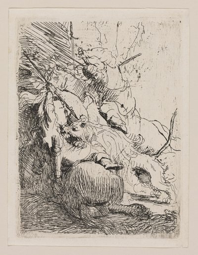 Küçük Aslan Avı (Bir Aslanla) by Rembrandt van Rijn