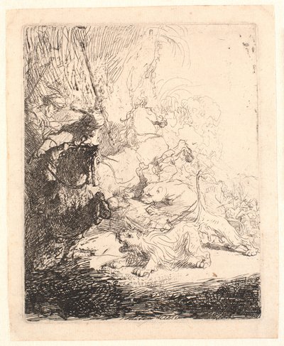 Küçük Aslan Avı (iki Aslanlı) by Rembrandt van Rijn