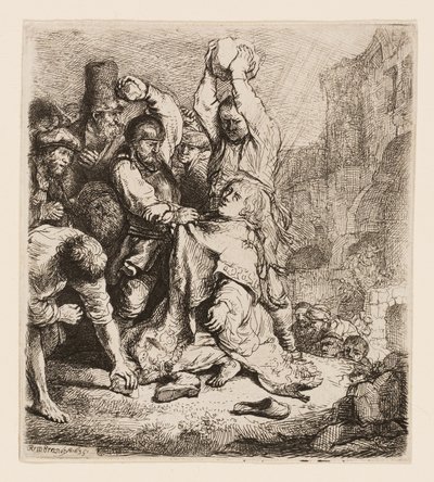 Aziz Stephen Taşlanması by Rembrandt van Rijn