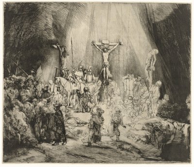 İsa'nın İki Hırsız Arasında Çarmıha Gerildiği Üç Haç: 'Üç Haç' by Rembrandt van Rijn