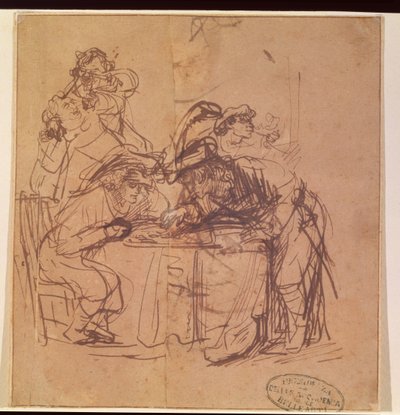 Prodigal Oğul'un Kötülükleri (kağıt üzerinde kalem ve mürekkep) by Rembrandt van Rijn