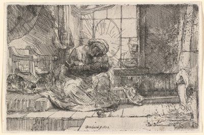 Kedi ve Yılanlı Bakire ve Çocuk by Rembrandt van Rijn