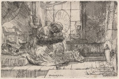 Kedi ve Yılanlı Bakire ve Çocuk, 1654. by Rembrandt van Rijn
