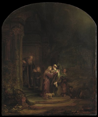 The Visitation, 1640 (sedir paneli üzerindeki yağ) (ayrıca bkz. 5454147) by Rembrandt van Rijn