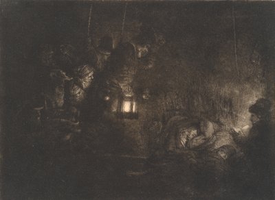 Çobanların hayranlığı: bir gece parçası by Rembrandt van Rijn