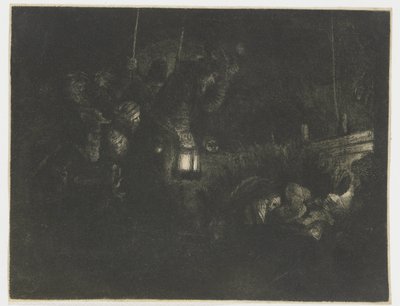 Çobanların hayranlığı: bir gece parçası by Rembrandt van Rijn
