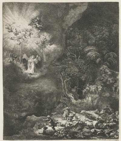 Çobanlara görünen melek by Rembrandt van Rijn