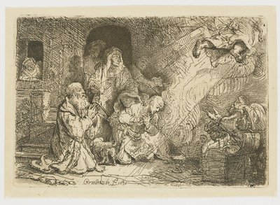 Tobias'ın ailesinden ayrılan melek by Rembrandt van Rijn
