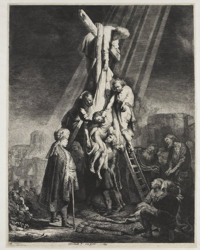 Haçtan iniş: ikinci plaka by Rembrandt van Rijn