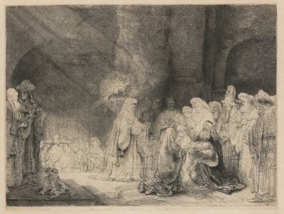 Tapınaktaki sunum: dikdörtgen baskı by Rembrandt van Rijn