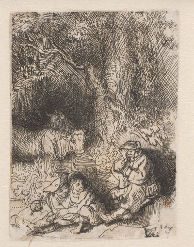 uyuyan çoban by Rembrandt van Rijn