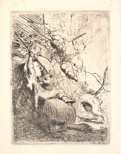 Küçük aslan avı (bir aslanla) by Rembrandt van Rijn