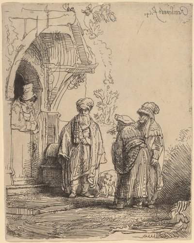 Üç Doğu Figürü (Yakup ve Laban?) by Rembrandt van Rijn