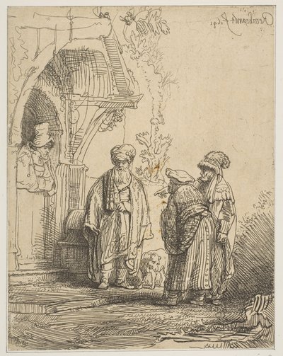 Üç Doğulu Figür Jacob ve Laban, 1641. by Rembrandt van Rijn