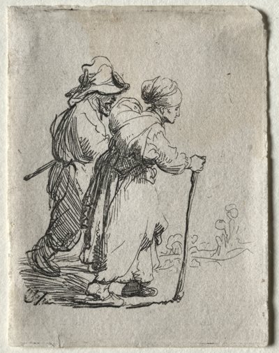 İki Serseri, Bir Erkek ve Bir Kadın by Rembrandt van Rijn