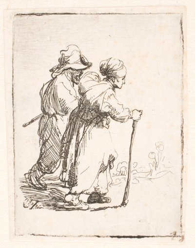 İki serseri, bir erkek ve bir kadın by Rembrandt van Rijn