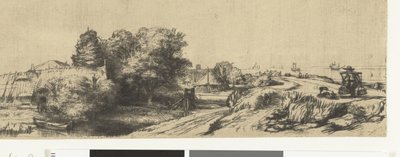 Sütçü ve kır evleri ile Diemerdijk manzarası by Rembrandt van Rijn